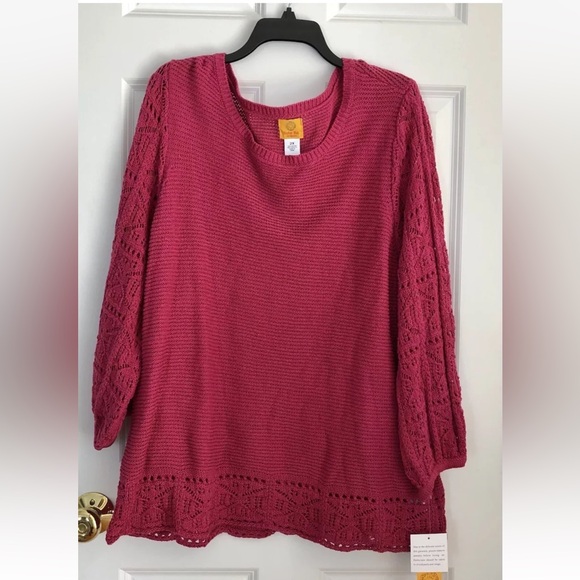 Ruby Rd. Sweaters - RUBY RD, PLUS SIZE 2X SWEATER KNIT FALL WONDEERS PULLOVER WITH CROCHET DETAILps2